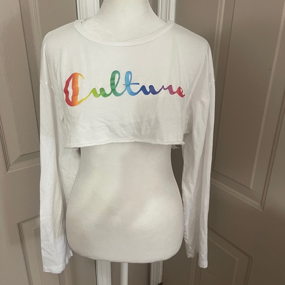 Rock Rose Couture Tops - Rock Rose Couture long sleeve cotton blend cropped top rainbow print Culture. M.
